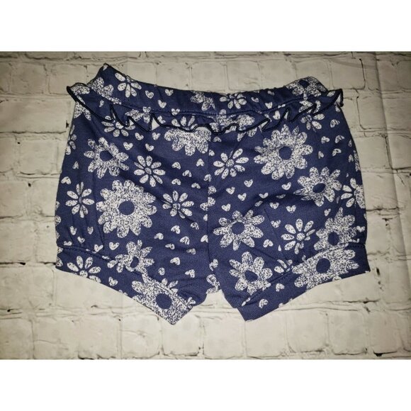 NWT Okie Dokie Baby Girls Shorts Blue With White Flowers Sizes 3mo, 9mo - Picture 2 of 2